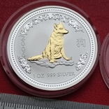  1 долар, Австралія 2006 . Рік Собаки / позолочений собака+, фото №6