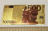 Позолоченная сувенирная банкнота 500 Euro (24K) в защитном конверте / сувенірна банкнота, photo number 4