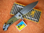 Складной тактический нож Browning Tactic Хаки G10 стропорез бита 23см, фото №4
