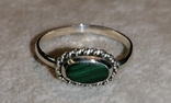 Кольцо серебрянное с малахитом 17,5-18 р без клейма, фото №2