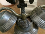 РИ. Старинный (упряжный, ямской) сбор колокольчиков из трьох штук, с орлом, фото №9