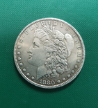  Срібний долар США 1880 р. копія, фото №3