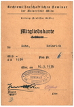 Членський квиток на семінар в університеті Відня 1936 рік 3-й рейх, фото №2