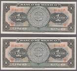 1 песо 1970 року Мексика, 2 номера поспіль з однієї пачки, фото №2