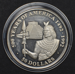 50 долларов 1990 год, 500 лет Америке, Острова Кука, фото №2