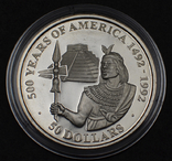 50 долларов 1990 год, 500 лет Америке, Острова Кука, фото №3