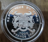 Бенин 1000 франков 2002 г. Серебро. Футбол, фото №3