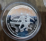 Бенин 1000 франков 2001 г. Серебро. Футбол, фото №2