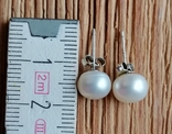 Сережки-гвоздики з перлами посріблені, фото №9