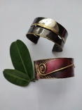 Оригінальні стильні бронзові браслети в стилі бохо арт-деко Італія, ручна робота бронза, фото №9