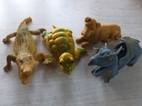 Фигурки животных крокодил черепаха дракон и пес 3 силиконовые 1 пластик, photo number 4