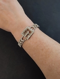Серебристый винтажный браслет с символом G, кристаллы, Англия, фото №12