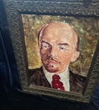 Худ. Мищенко 1954 г.двусторонний портрет Ленина на стекле, фото №8