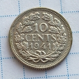 10 центов 1941 года серебро Нидерланды, фото №2