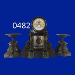 Механические каминные часы мраморные с подсвечниками арт. 0482, фото №2