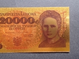 Золота сувенірна банкнота Польщі 20000 злотих (1989р), фото №5