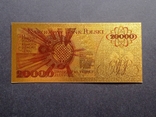 Золота сувенірна банкнота Польщі 20000 злотих (1989р), фото №6