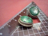 Серьги серебро старинные натуральный зелёный камень, фото №6