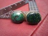Серьги серебро старинные натуральный зелёный камень, фото №11