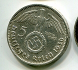 5 марок 1936 г. Серебро. Монетный двор F, фото №3