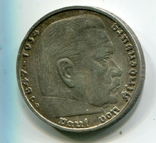 5 марок 1938 г. Серебро. Монетный двор D, фото №2