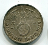 5 марок 1939 г. Серебро. Монетный двор В, фото №3