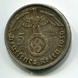 5 марок 1939 г. Серебро. Монетный двор J, фото №3
