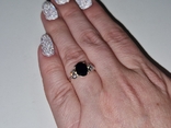 Кольцо серебряное 925 натуральный сапфир, цирконий. Р-17.5, photo number 8