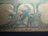 Золота сувенірна банкнота США 10 Доларів - 10 Dollars (1878р з бізоном), фото №13
