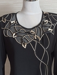 Красивая женская блузка рукав 3/4 черная с вышивкой на 46-48 трикотин, numer zdjęcia 4