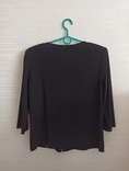 Красивая женская блузка рукав 3/4 черная с вышивкой на 46-48 трикотин, фото №7