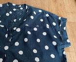 M&amp;S UK 22 Льняная Натуральная женская блузка батал синяя в горох, photo number 9