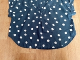 M&amp;S UK 22 Льняная Натуральная женская блузка батал синяя в горох, фото №10