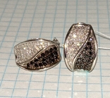 Earrings Diamonds Day Night Black White Diamond 0,91Ct Gold 585 7,43gr, photo number 4
