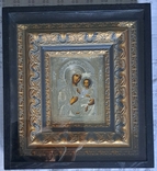 Ікона Тихвінська Богородиця, срібло 84, 22,2х17,8 см, кіот, фото №2