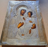 Ікона Тихвінська Богородиця, срібло 84, 22,2х17,8 см, кіот, фото №9