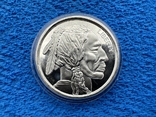 США Бафоло Індіанець Срібло високий рельєф, фото №2