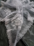 Лёгкий прозрачный платок набивной Роза, сиренево-серый 61/60 см, фото №2