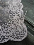 Лёгкий прозрачный платок набивной Роза, сиренево-серый 61/60 см, фото №7
