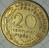 Франция 20 сентим 1968, фото №2