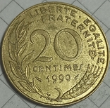 Франция 20 сентим 1990, фото №2