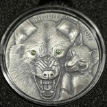 1 долар 2017, 1 унція срібло, Тираж 500 шт.Ніуе Вовк., фото №2