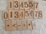 Цифры и знаки, деревянные 21 штука, фото №2