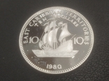 Восточные Карибы 10 долларов 1980 г серебро Корабль Парусник Пруф, фото №4