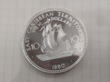 Восточные Карибы 10 долларов 1980 г серебро Корабль Парусник Пруф, фото №7