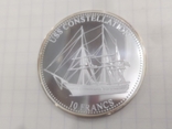 Конго 10 франков 2001 г серебро Корабль Парусник USS Constellation Пруф, фото №5