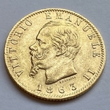 20 лир 1863 г. Италия, фото №2