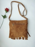 Замшева шкіряна сумка-стиль-бохо Genuine leather сумка з бахромою Італія, фото №6