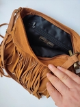 Замшева шкіряна сумка-стиль-бохо Genuine leather сумка з бахромою Італія, фото №8