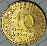 Франция 10 сентим 2000, фото №2